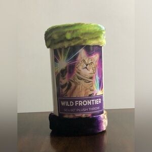 Wild Frontier soft plush throw wilderness Galactic Cat multicolor. 50inx60in